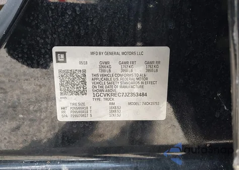 2018 Chevrolet Silverado 1500 2Lt from USA, damaged, VIN 1GCVKREC7JZ353484